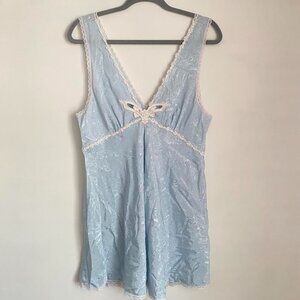 Vintage Val Mode Lingerie Baby Blue Lace Slip Dress